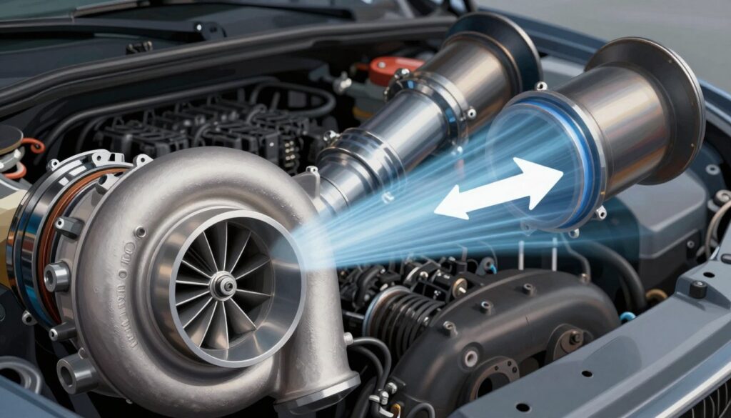 elementy gorącej i zimnej części turbosprężarki